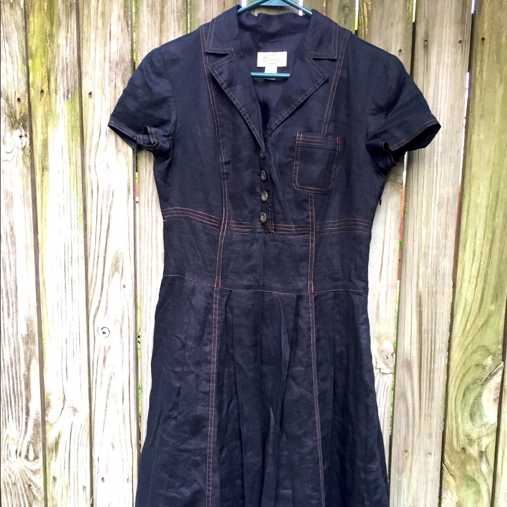 Talbots 100 percent linen shirtdress with pockets